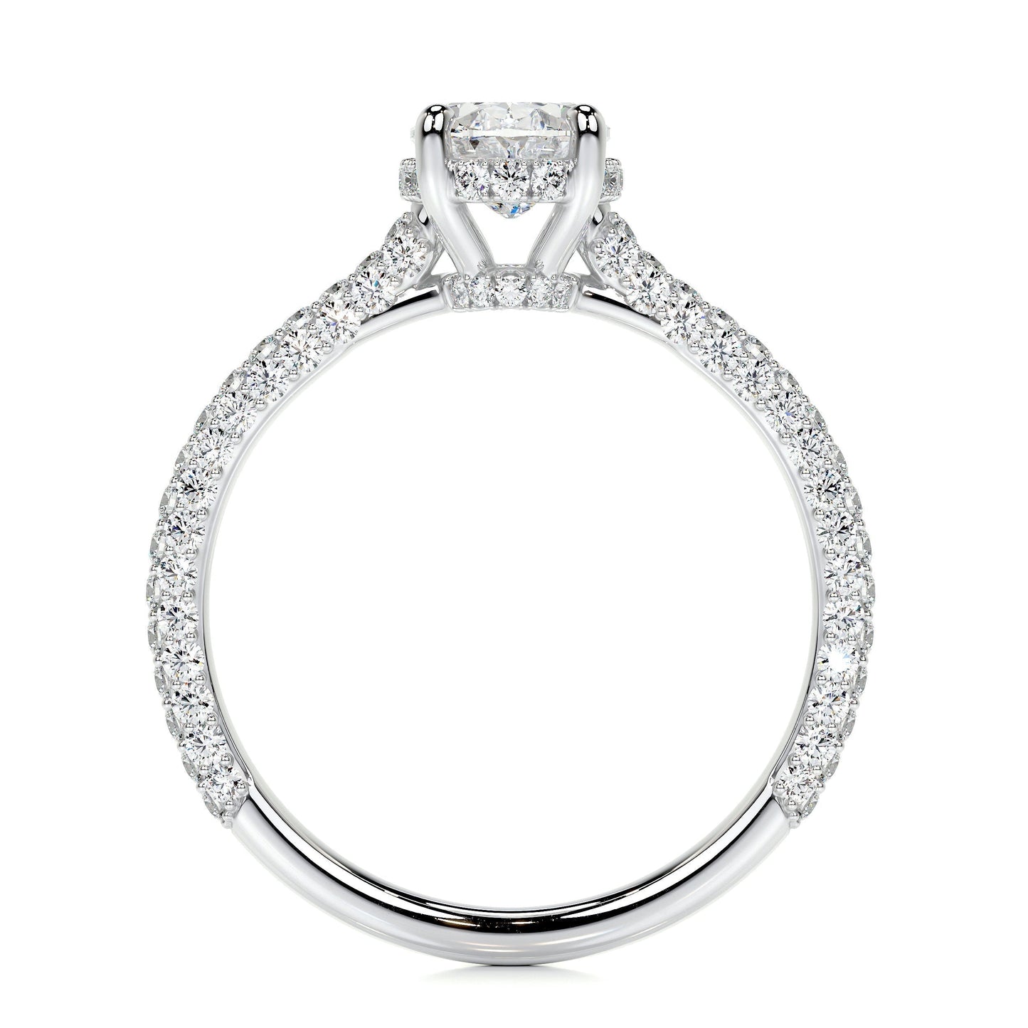 1.20 CT Oval Triple Pave CVD H/SI1 Diamond Engagement Ring 6
