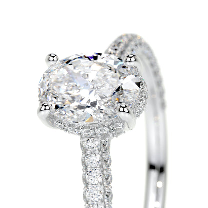 1.20 CT Oval Triple Pave CVD H/SI1 Diamond Engagement Ring 3