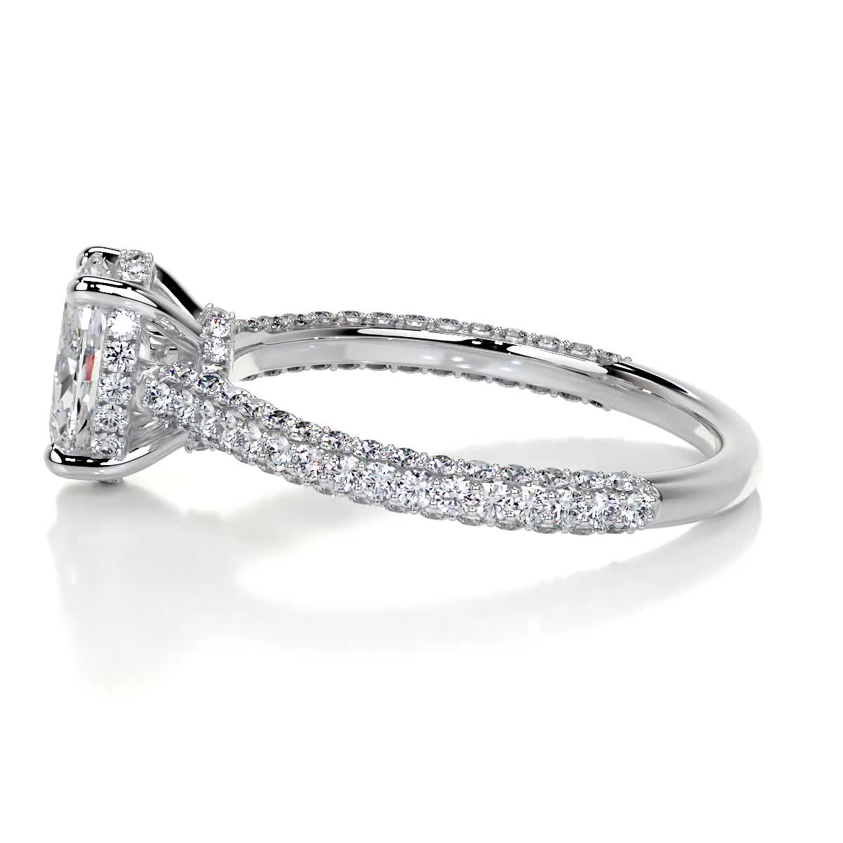 1.20 CT Oval Triple Pave CVD H/SI1 Diamond Engagement Ring 5