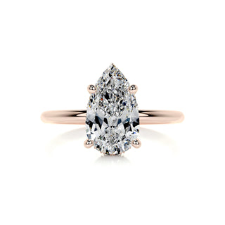 2.0 CT Pear Hidden Halo CVD E/VS2 Diamond Engagement Ring 18