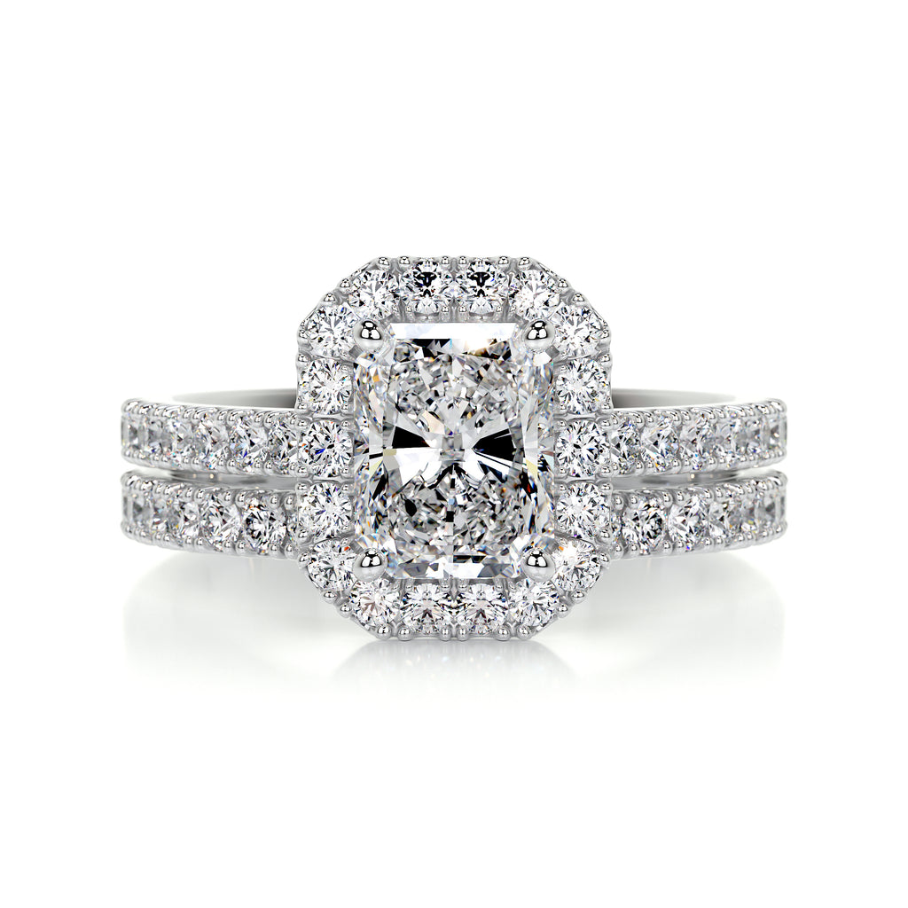 1.50 CT Radiant Halo CVD F/VS Diamond Bridal Ring Set 1