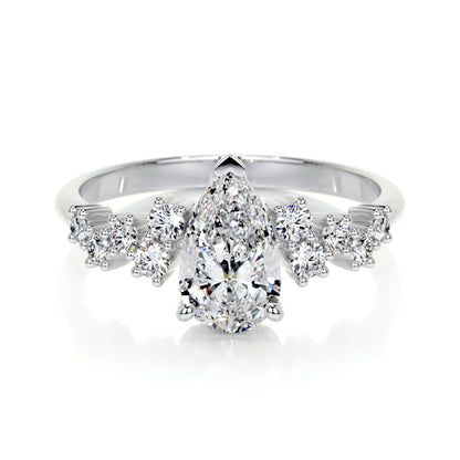 1.0 CT Pear Cluster CVD E/VS2 Diamond Engagement Ring 1