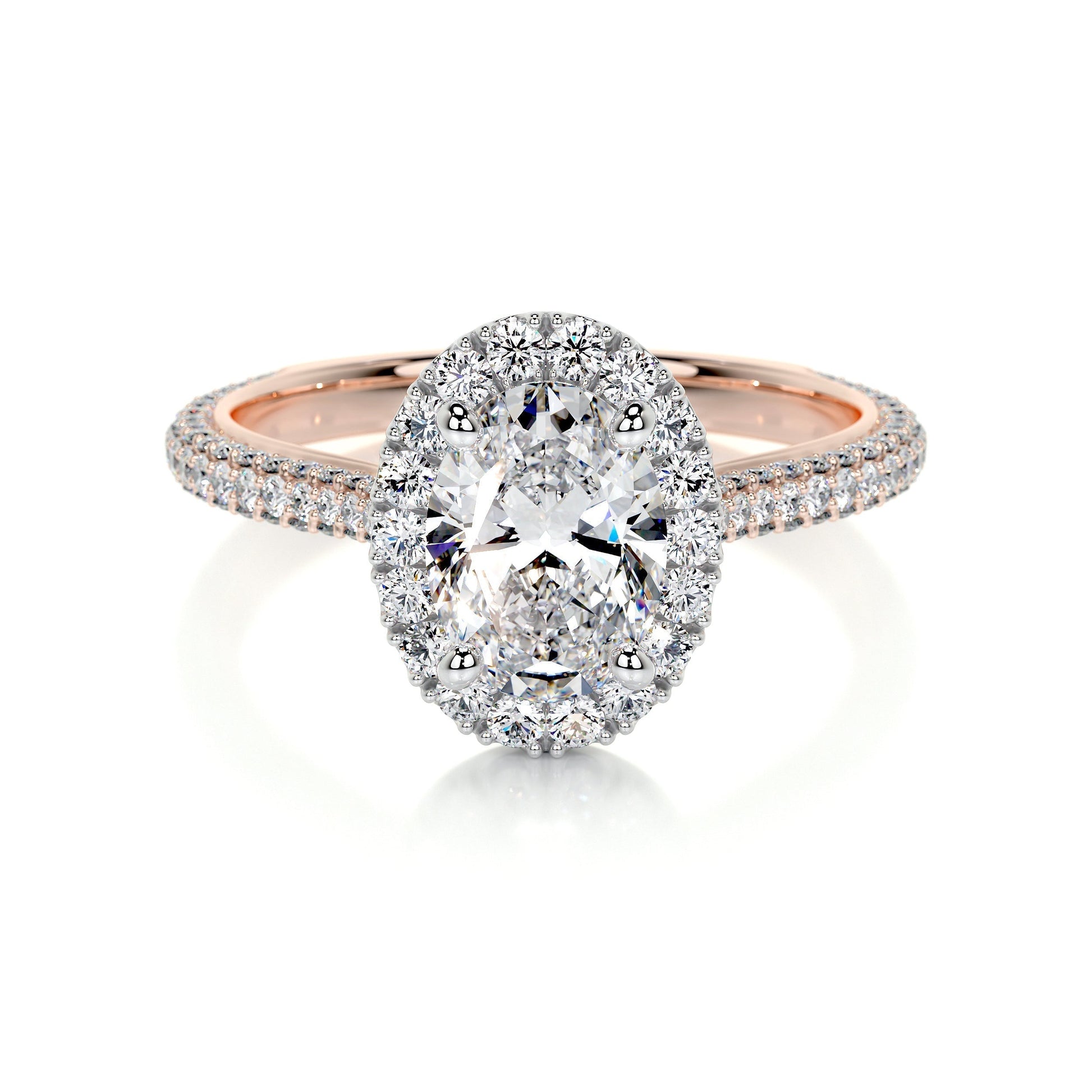 1.50 CT Oval Halo CVD F/VS2 Diamond Engagement Ring 12