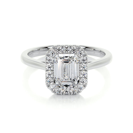 1.0 CT Emerald Halo CVD E/VS2 Diamond Engagement Ring 1