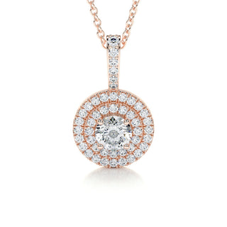 0.50 CT Round Double Halo CVD F/VS Diamond Necklace 12