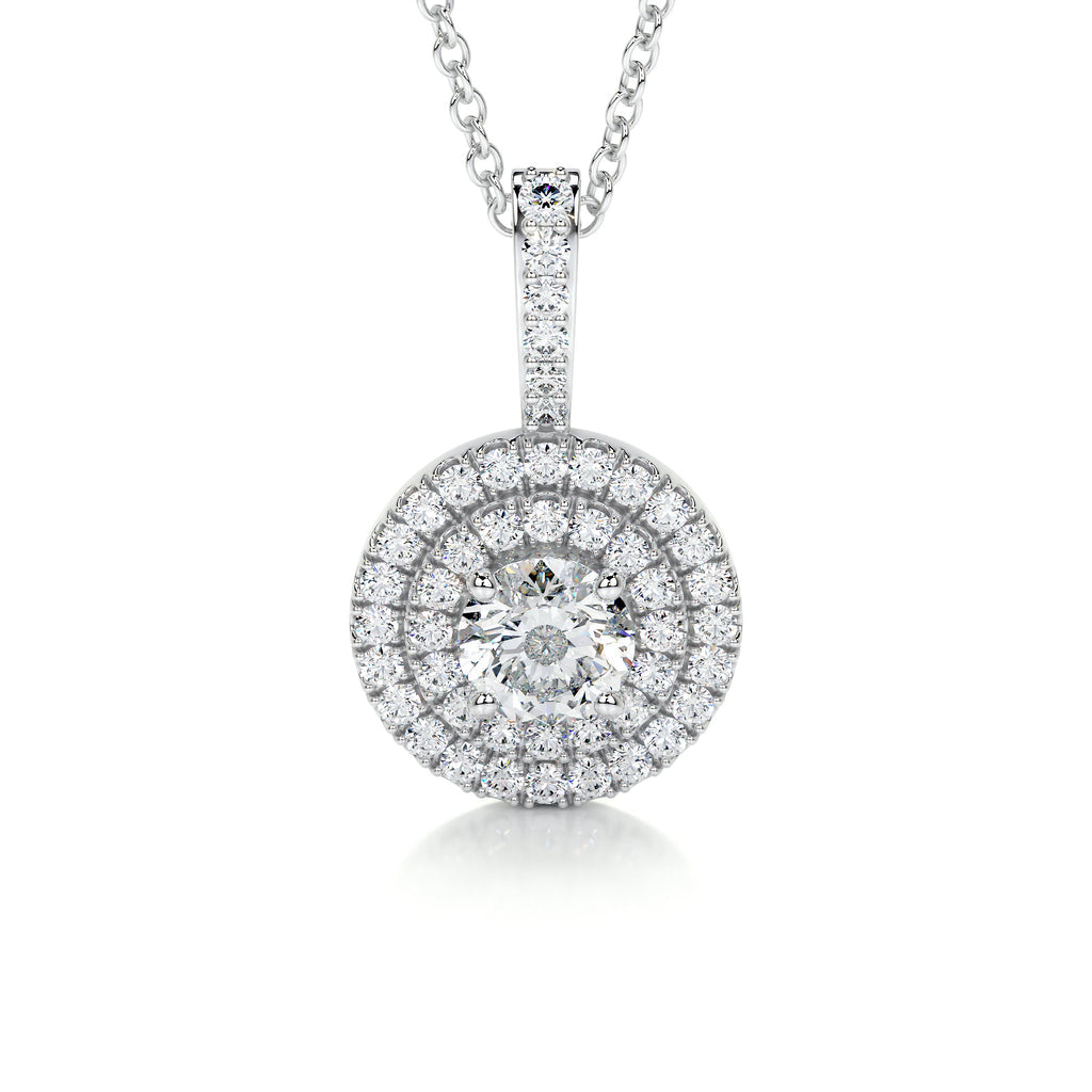 0.50 CT Round Double Halo CVD F/VS Diamond Necklace 1