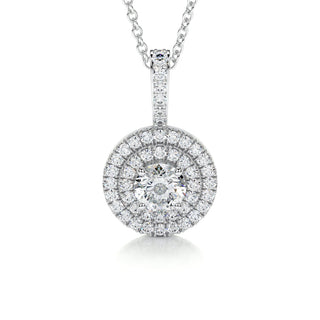 0.50 CT Round Double Halo CVD F/VS Diamond Necklace 1