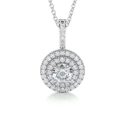 0.50 CT Round Double Halo CVD F/VS Diamond Necklace 1