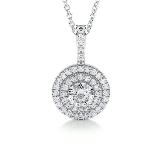 0.50 CT Round Double Halo CVD F/VS Diamond Necklace 1