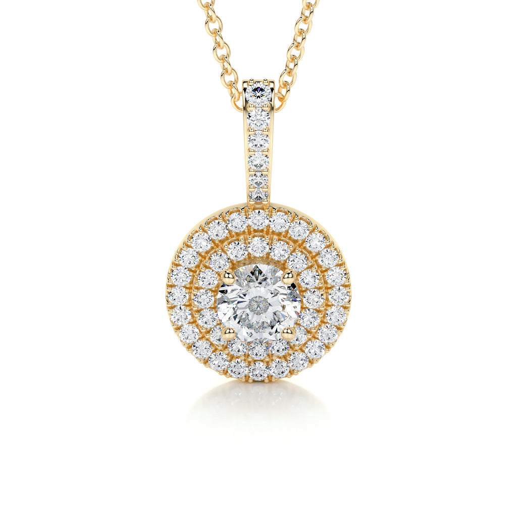 0.50 CT Round Double Halo CVD F/VS Diamond Necklace 8