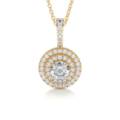 0.50 CT Round Double Halo CVD F/VS Diamond Necklace 8