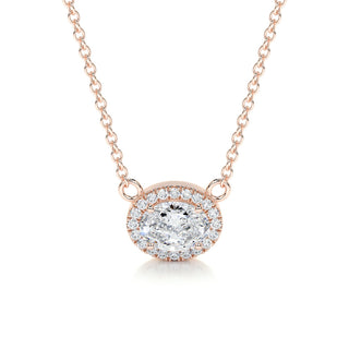 1.0 CT Oval Halo CVD F/VS Diamond Necklace 8