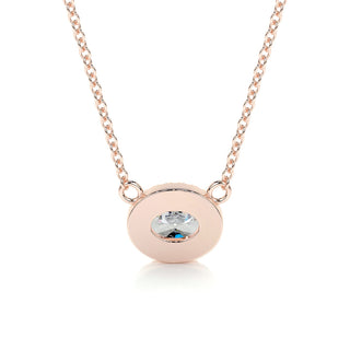 1.0 CT Oval Halo CVD F/VS Diamond Necklace 12
