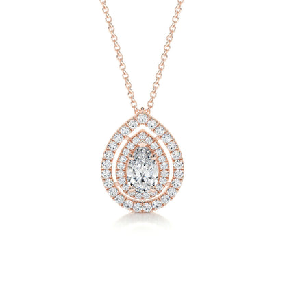 1.0 CT Pear Double Halo CVD F/VS Diamond Necklace 13