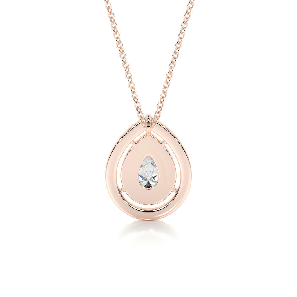 1.0 CT Pear Double Halo CVD F/VS Diamond Necklace 17