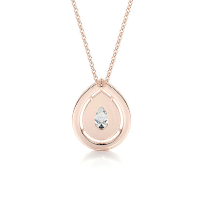 1.0 CT Pear Double Halo CVD F/VS Diamond Necklace 17