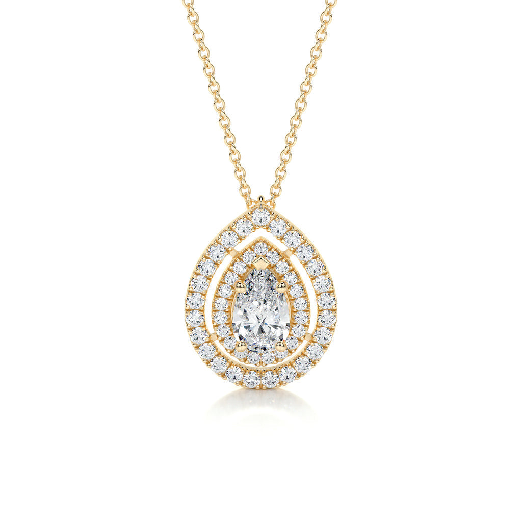 1.0 CT Pear Double Halo CVD F/VS Diamond Necklace 8