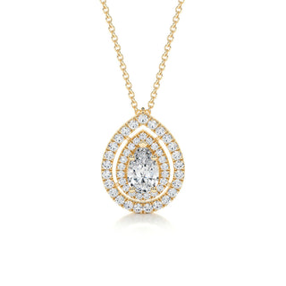 1.0 CT Pear Double Halo CVD F/VS Diamond Necklace 8