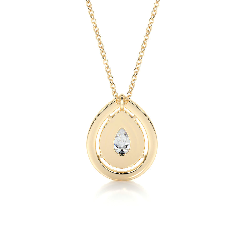 1.0 CT Pear Double Halo CVD F/VS Diamond Necklace 12