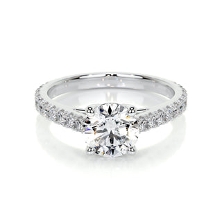 0.80 CT Round Cut Pave Style CVD E/VS2 Diamond Engagement Ring 1
