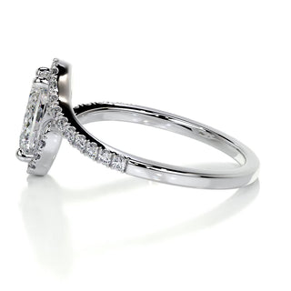 1.0 CT Oval Swirl Pave Setting CVD E/VS1 Diamond Engagement Ring 4