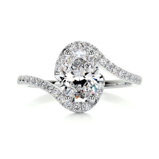 1.0 CT Oval Swirl Pave Setting CVD E/VS1 Diamond Engagement Ring 1