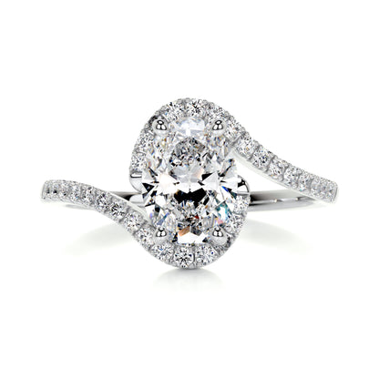 1.0 CT Oval Bypass Setting CVD E/VS1 Diamond Engagement Ring 1