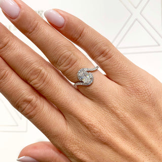 1.0 CT Oval Swirl Pave Setting CVD E/VS1 Diamond Engagement Ring 2