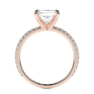 3.0 CT Radiant Cut Pave Style CVD G/SI1 Diamond Engagement Ring 14