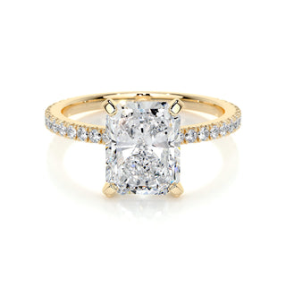 3.0 CT Radiant Cut Pave Style CVD G/SI1 Diamond Engagement Ring 5