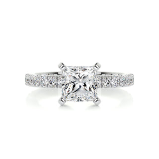 1.5 CT Princess Cut Pave Style CVD G/VS2 Diamond Engagement Ring 1