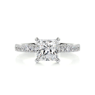 1.50 CT Princess Cut Semi Pave CVD G/VS2 Diamond Engagement Ring 1