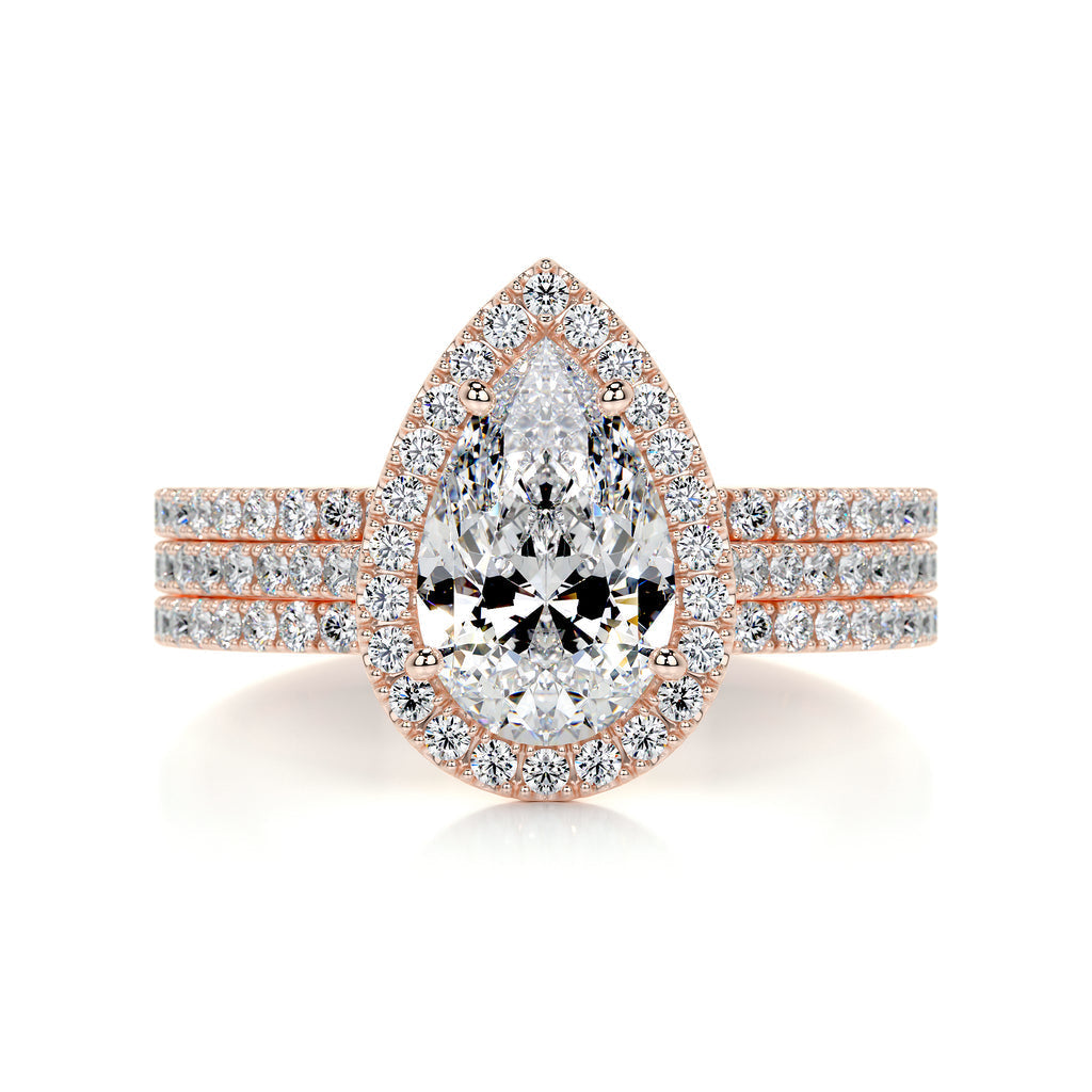 2.0 CT Pear Halo CVD F/VS Diamond Bridal Set 11