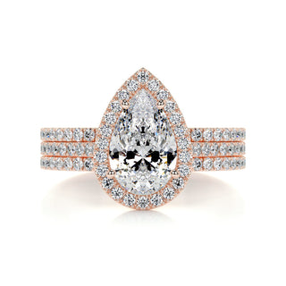 2.0 CT Pear Halo CVD F/VS Diamond Bridal Set 11