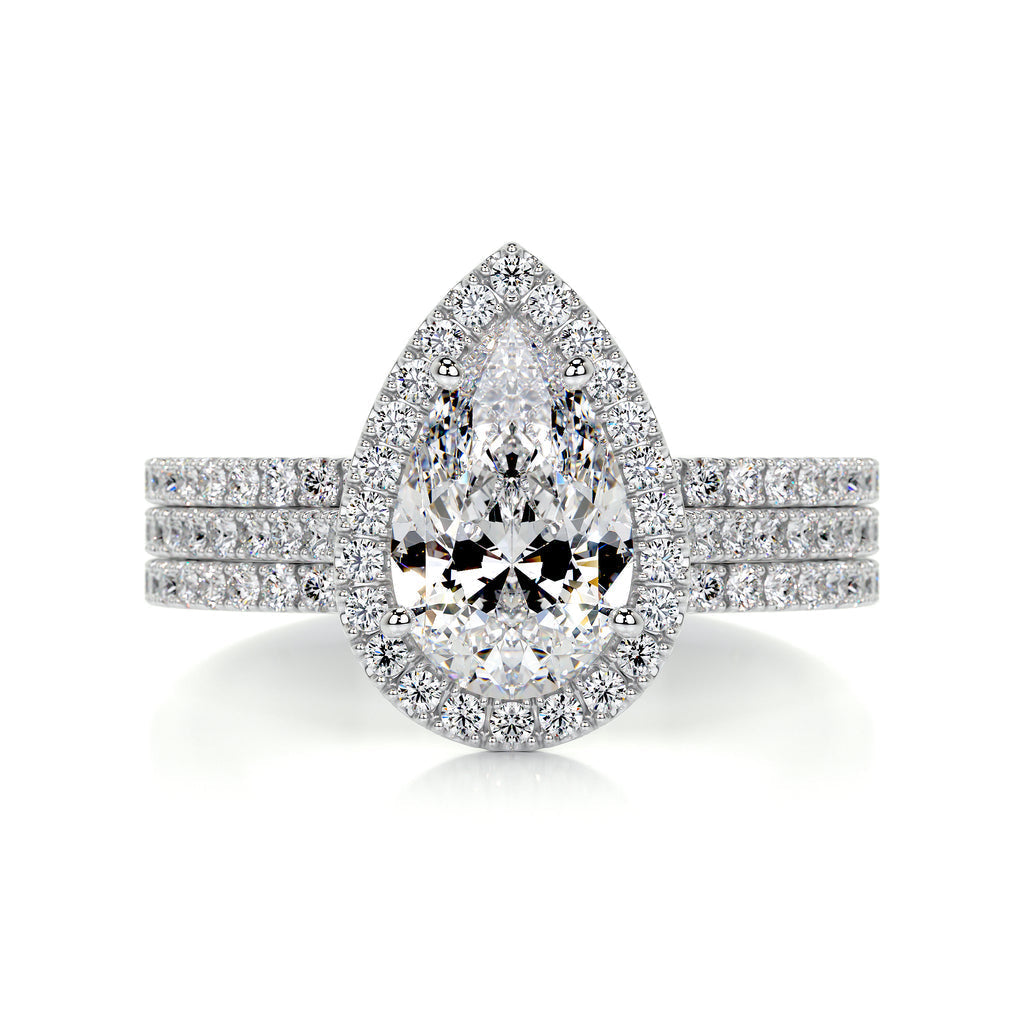 2.0 CT Pear Halo CVD F/VS Diamond Bridal Set 1