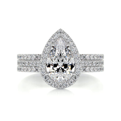 2.0 CT Pear Halo CVD F/VS Diamond Bridal Set 1