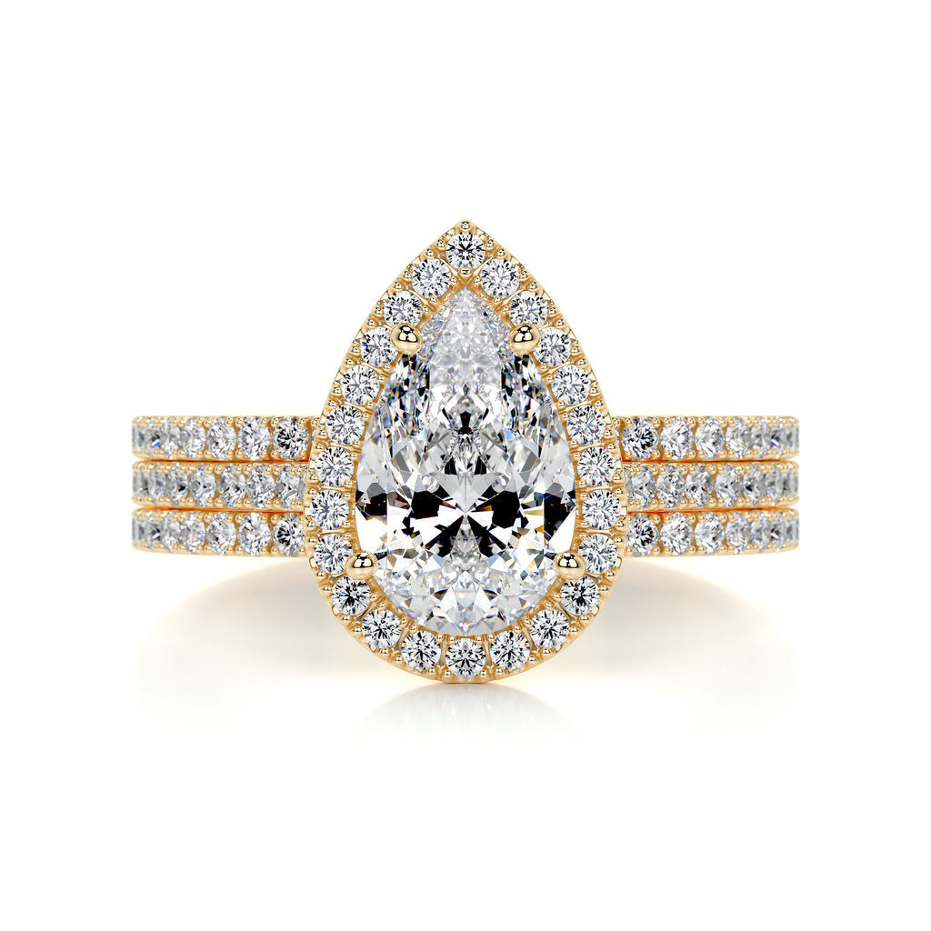 2.0 CT Pear Halo CVD F/VS Diamond Bridal Set 6