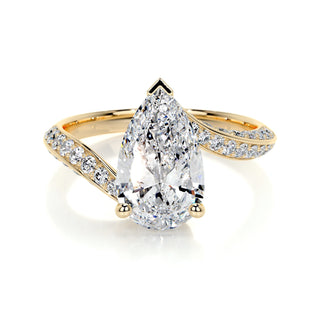 2.0 CT Pear Cut Swirl Pave Style CVD E/VS2 Diamond Engagement Ring 6