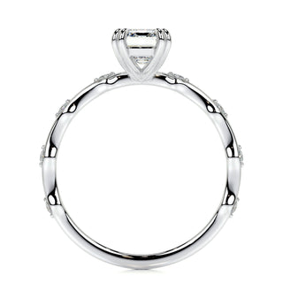 1.50 CT Emerald Dainty Pave CVD E/VS1 Diamond Engagement Ring 5