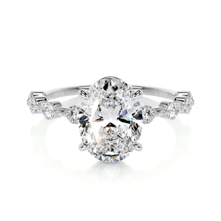 3.0 CT Oval Cut Dainty Pave Style CVD  E/VS1 Diamond Engagement Ring 1
