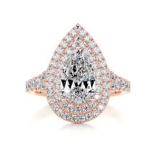 1.0 CT Pear Double Halo CVD F/VS2 Diamond Engagement Ring 12