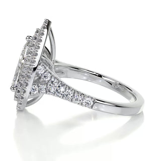 1.0 CT Pear Double Halo CVD F/VS2 Diamond Engagement Ring 4
