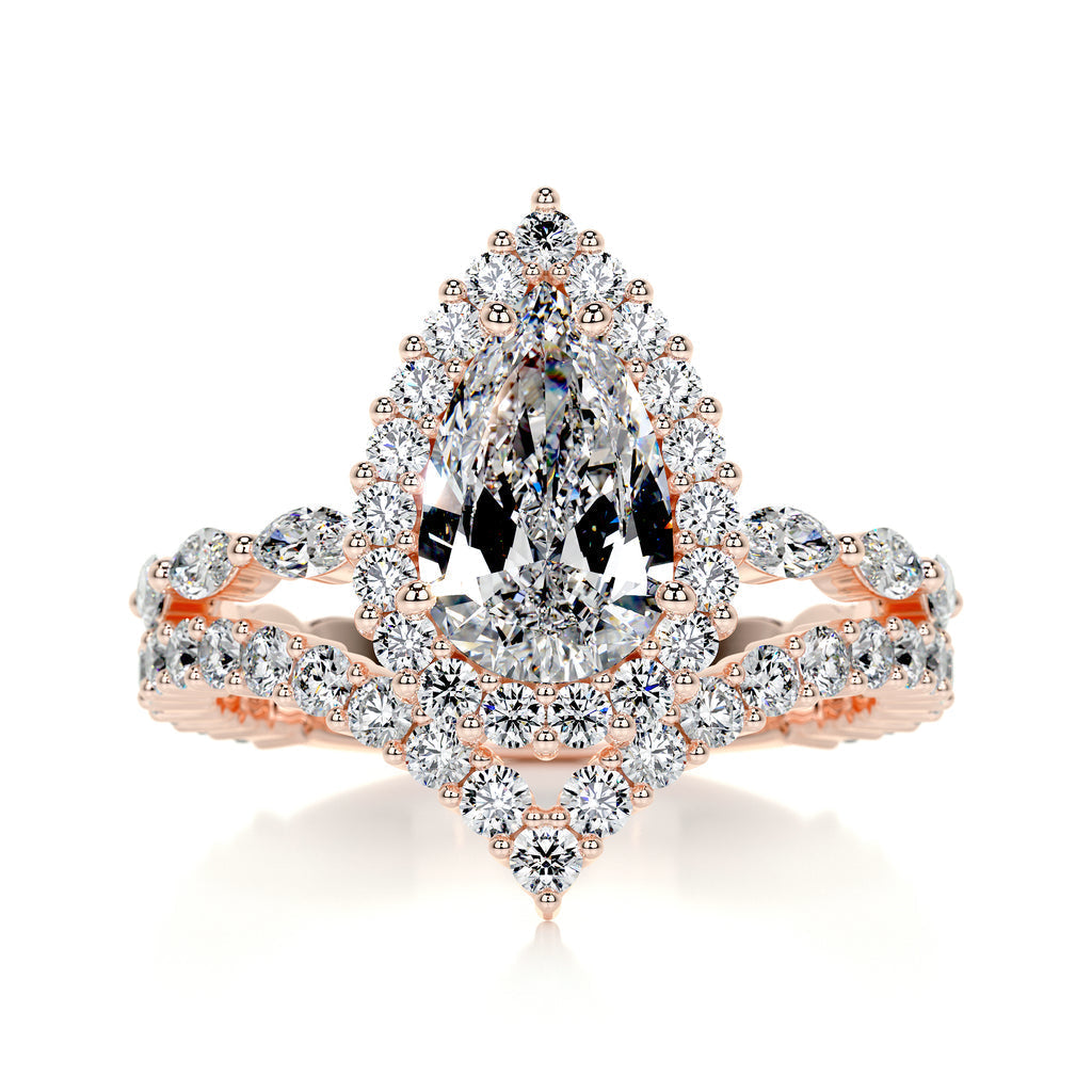 1.50 CT Pear Halo CVD F/VS Diamond Bridal Ring Set 12