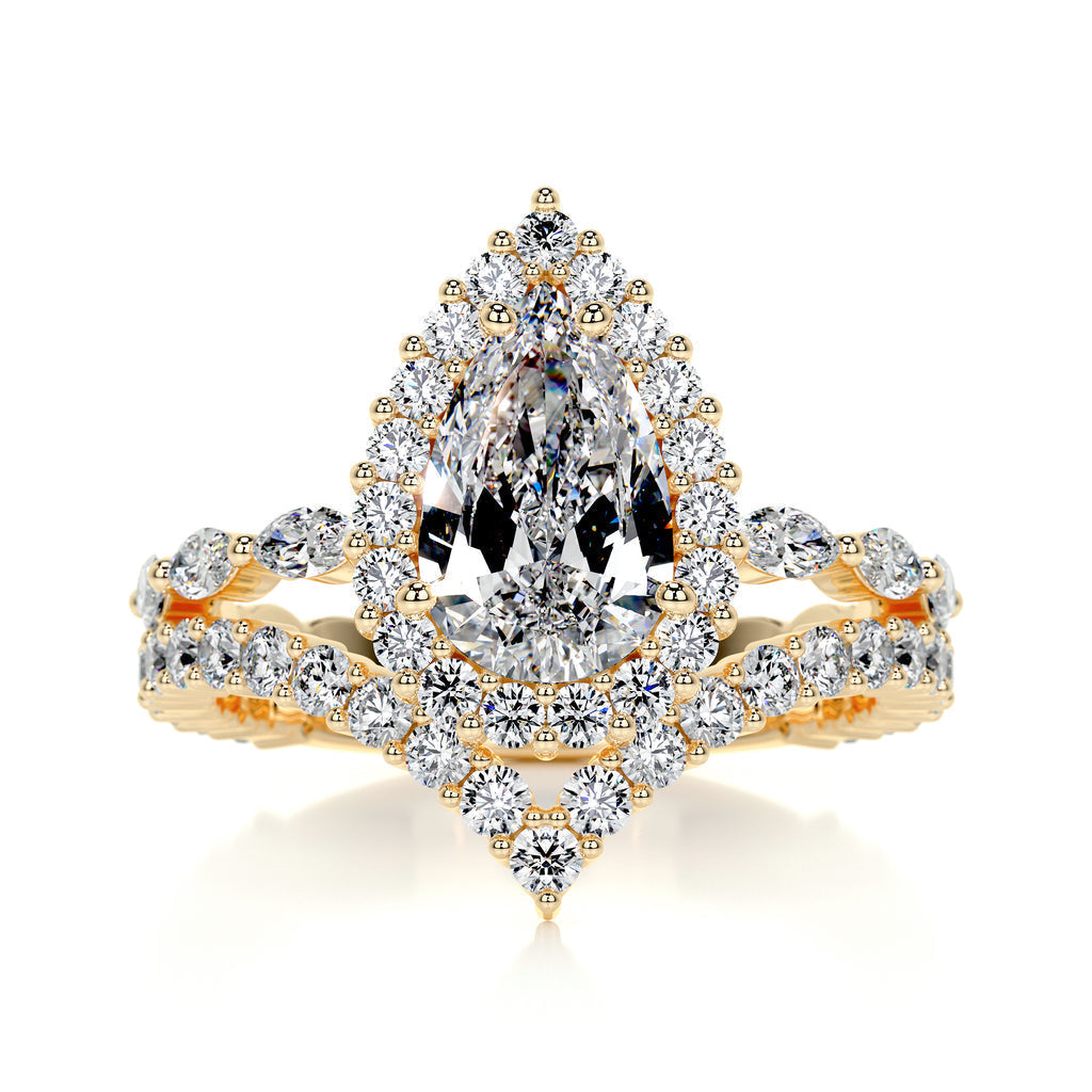 1.50 CT Pear Halo CVD F/VS Diamond Bridal Ring Set 7