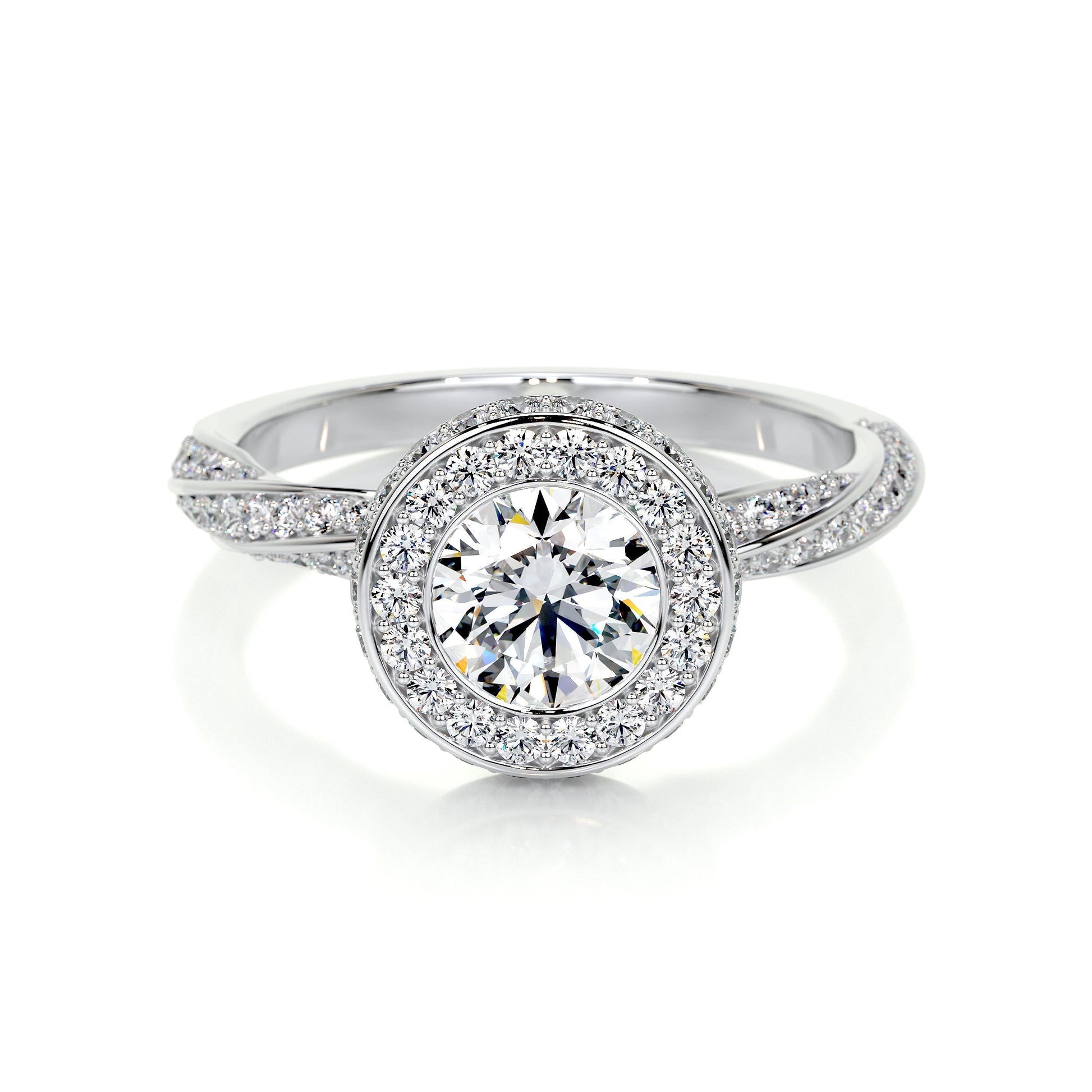 1.0 CT Round Halo CVD E/VS1 Diamond Engagement Ring 1