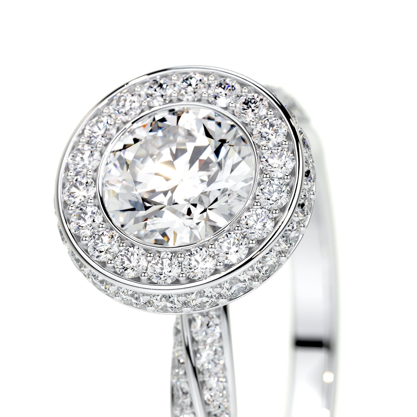 1.0 CT Round Halo CVD E/VS1 Diamond Engagement Ring 5