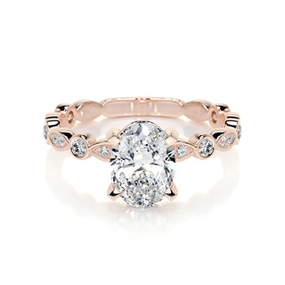 2.0 CT Oval Cut Pave CVD F/SI1 Diamond Engagement Ring 13