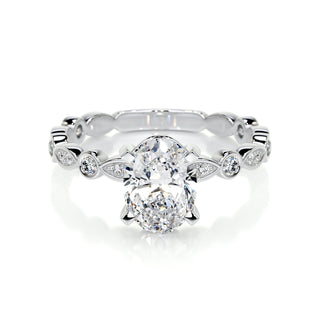2.0 CT Oval Cut Pave CVD F/SI1 Diamond Engagement Ring 1