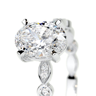 2.0 CT Oval Cut Pave CVD F/SI1 Diamond Engagement Ring 4