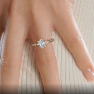 2.0 CT Oval Cut Pave CVD F/SI1 Diamond Engagement Ring 8